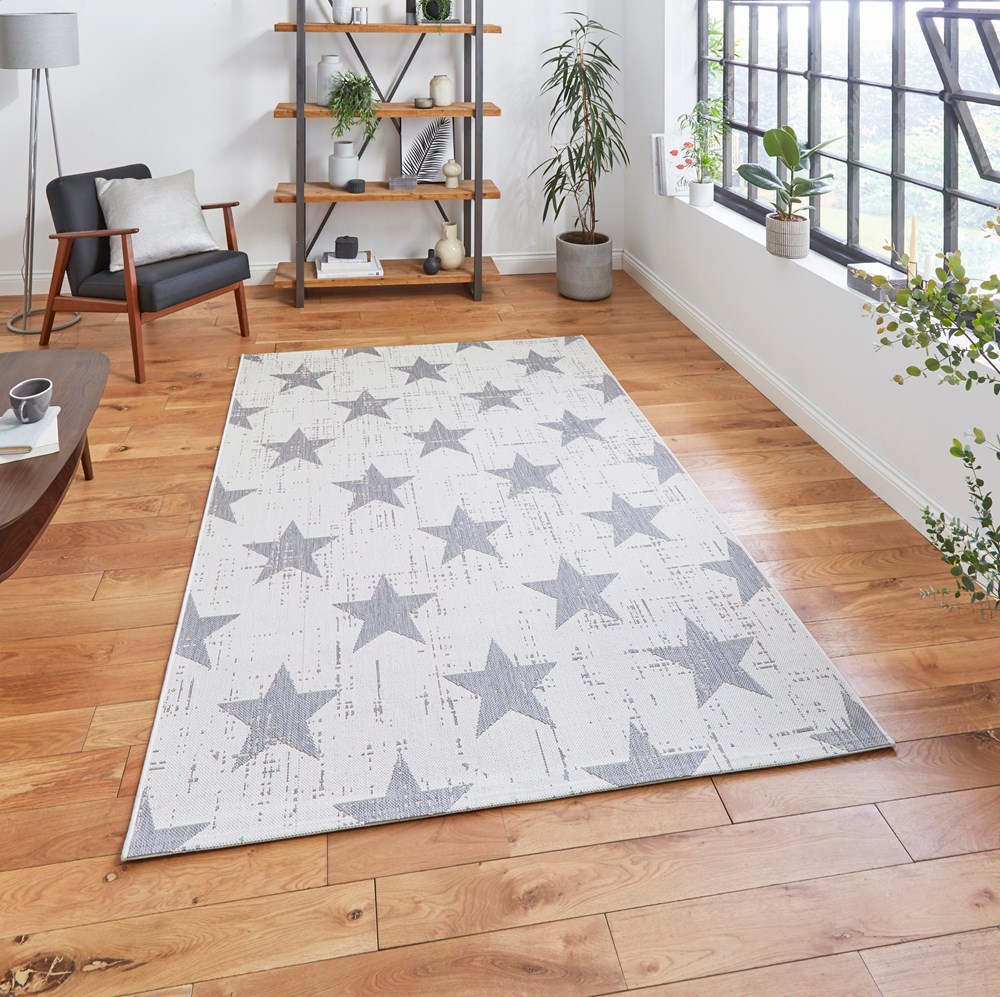 Santa Monica 48648 Indoor Outdoor Star Rug in Cream Grey